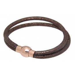 Bracelet made of nappa leather STR-BR2-01, double, clasp stainless steel rose gold