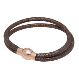 Bracelet made of nappa leather STR-BR2-01, double, clasp stainless steel rose gold