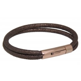 Bracelet made of nappa leather STR-BR2-06, double, clasp stainless steel rose gold