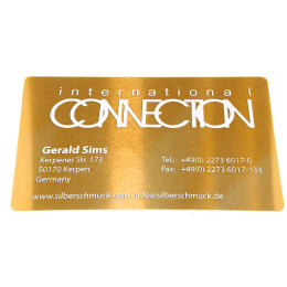 10 business cards with engraving 0.2mm thick aluminum gold