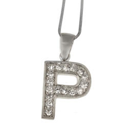 ABC pendant P, 925 sterling silver + set zirconia