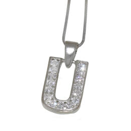 Silver letter charm U
