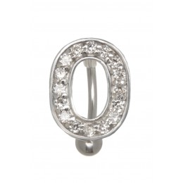 Belly button body jewelry piercing in ABC design with zirconia letter O, 1.6x6mm / 1.6x8mm / 1.6x10mm / 1.6x12mm / 1.6x14mm