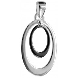 Necklace pendant oval made of 925 silver with partial gray PVD coating