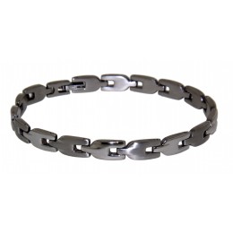 Stainless steel bracelet 21.5cm in length, alternately brushed and polished