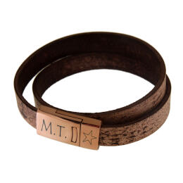 Genuine leather bracelet antique brown, double-wrapped with stainless steel magnetic clasp rose gold 17cm / 18cm / 19cm / 20cm 