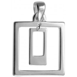 Necklace pendant square made of polished 925 silver