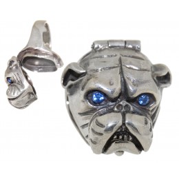 Heavy ring made of 925 sterling silver, bulldog motif