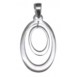 Necklace pendant oval, polished & matted sterling silver