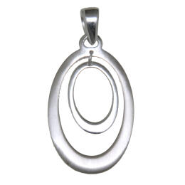 Necklace pendant oval, polished & matted sterling silver