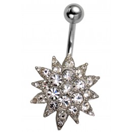 Belly button piercing with 925 silver flower motif 605