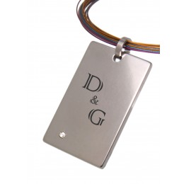 Titanium pendant rectangular 39x25mm with zirconia and individual engraving