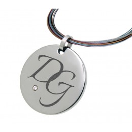 Titanium pendant with engraving round with zirconia