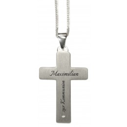 Cross pendant made of 925 sterling silver with individual engraving, structure