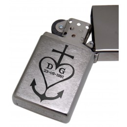 Zippo storm lighter chrome - slim - matted with individual engraving