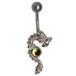 Chinese dragon belly button piercing with faceted ball