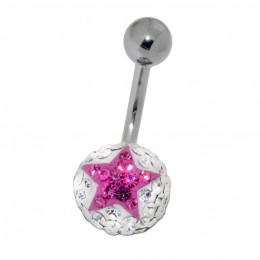 Navel body jewelry piercing with motif ball, color contrasting star