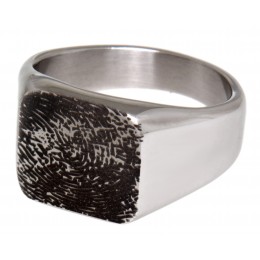 Signet ring made of stainless steel rectangular with your personal fingerprint