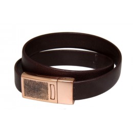 Leather bracelet dark brown double wrapped rose gold stainless steel with individual engraving 17cm / 18cm / 19cm / 20cm / 21cm