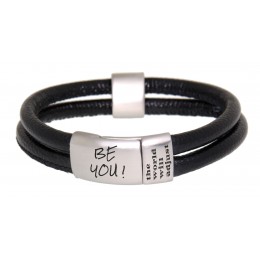 Bracelet made of black nappa leather with your engraving
