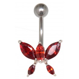 Piercing navel butterfly motif silver navette stones - a very extravagant butterfly