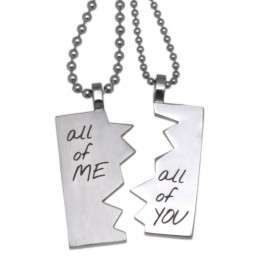 Two-piece partner pendant made of stainless steel with ALL OF ME engraving