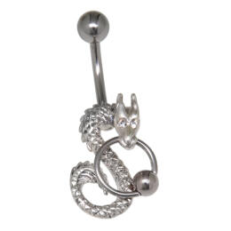 Belly button piercing 1.6x10mm Bcr in Piercing dragon with crystals and BCR