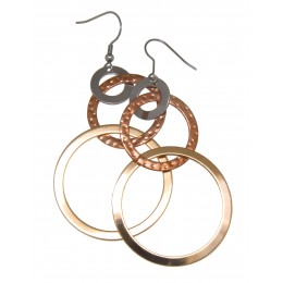 Mobile design steel earrings with rings