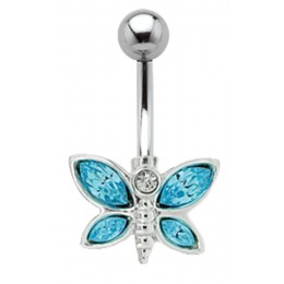Navel piercing with 925 silver butterfly motif 475