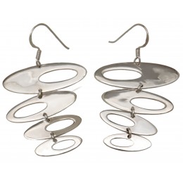 Earrings with four ovals 925 silver in a retro look