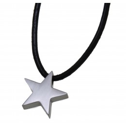 Stainless steel star pendant with leather chain