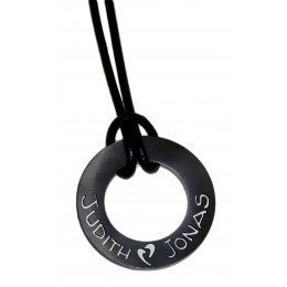 Pendant BIG around 3cm made of stainless steel PVD black coated with individual engraving