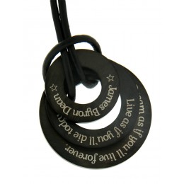 Three-part pendant made of stainless steel PVD black coated with individual engraving