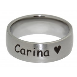 Stainless steel ring 7mm wide, 1.95mm material thickness, matted and curved with individual outside engraving