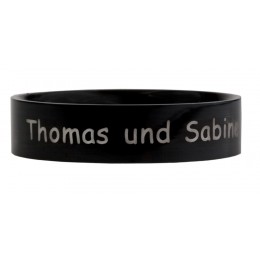 Smooth stainless steel ring 8mm wide with black PVD coating and desired engraving