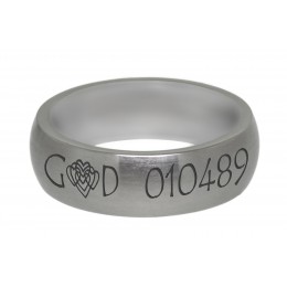 Stainless steel ring 7mm wide, 3.2mm material thickness, matted and convex with individual outside engraving