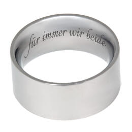 Stainless steel ring smooth and shiny 9.8mm wide with individual engraving