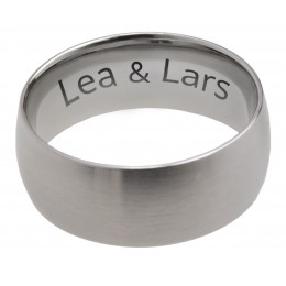 Stainless steel ring curved and matt 7mm wide with individual engraving