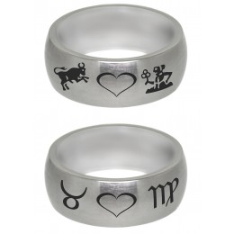 Stainless steel ring 9mm wide with your personal zodiac sign