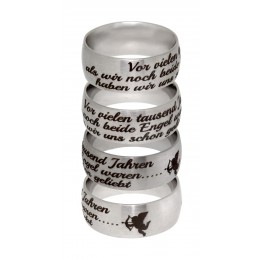 Stainless steel ring 9mm matted and curved with a solid message of love