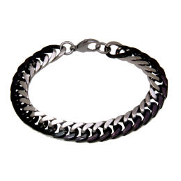 Two-tone steel and black PVD bracelet with lobster clasp 21.5cm