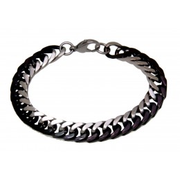 Two-tone steel and black PVD bracelet with lobster clasp 21.5cm