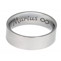 Stainless steel ring smooth and polished 8mm wide with individual engraving