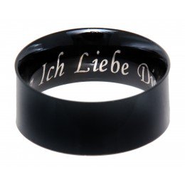 Stainless steel ring smooth and black PVD coated 8mm wide with individual engraving