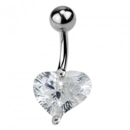 Navel piercing 1.6x10mm with a slanted heart