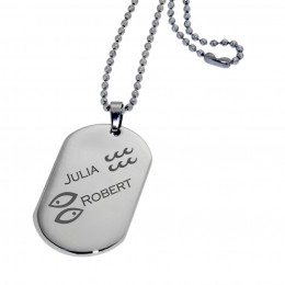 Pendant dog tag 21x37mm made of matted stainless steel with individual engraving