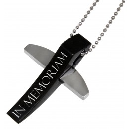 Arched cross pendant with PVD coating and individual engraving