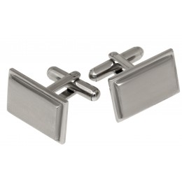 Stainless steel cufflinks rectangular with matt surface