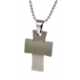 Cross pendant made of matted stainless steel, 28x19mm