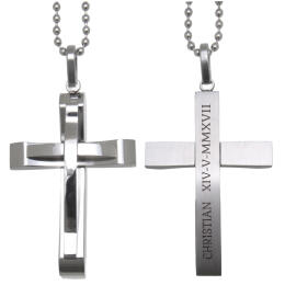 Necklace pendant Jesus on the cross made of stainless steel with engraving of your choice